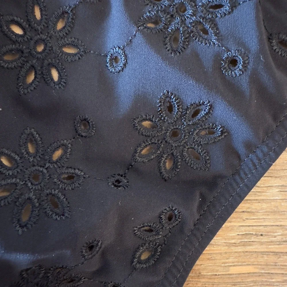 NEW‎ Tory Burch Women's Broderie Hipster Bikini Bottoms-Black-Size L RRP $138